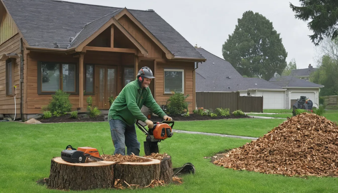 Stump grinder at work in a Louisville/Jefferson County metro government yard